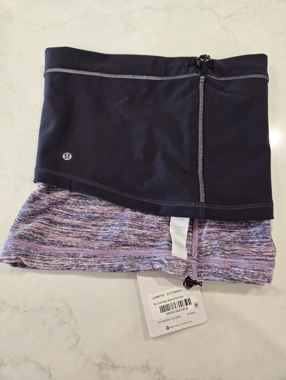BNWT Lululemon Run Fast Neck Warmer *Softshell, Dark Plum & Heathered Purple